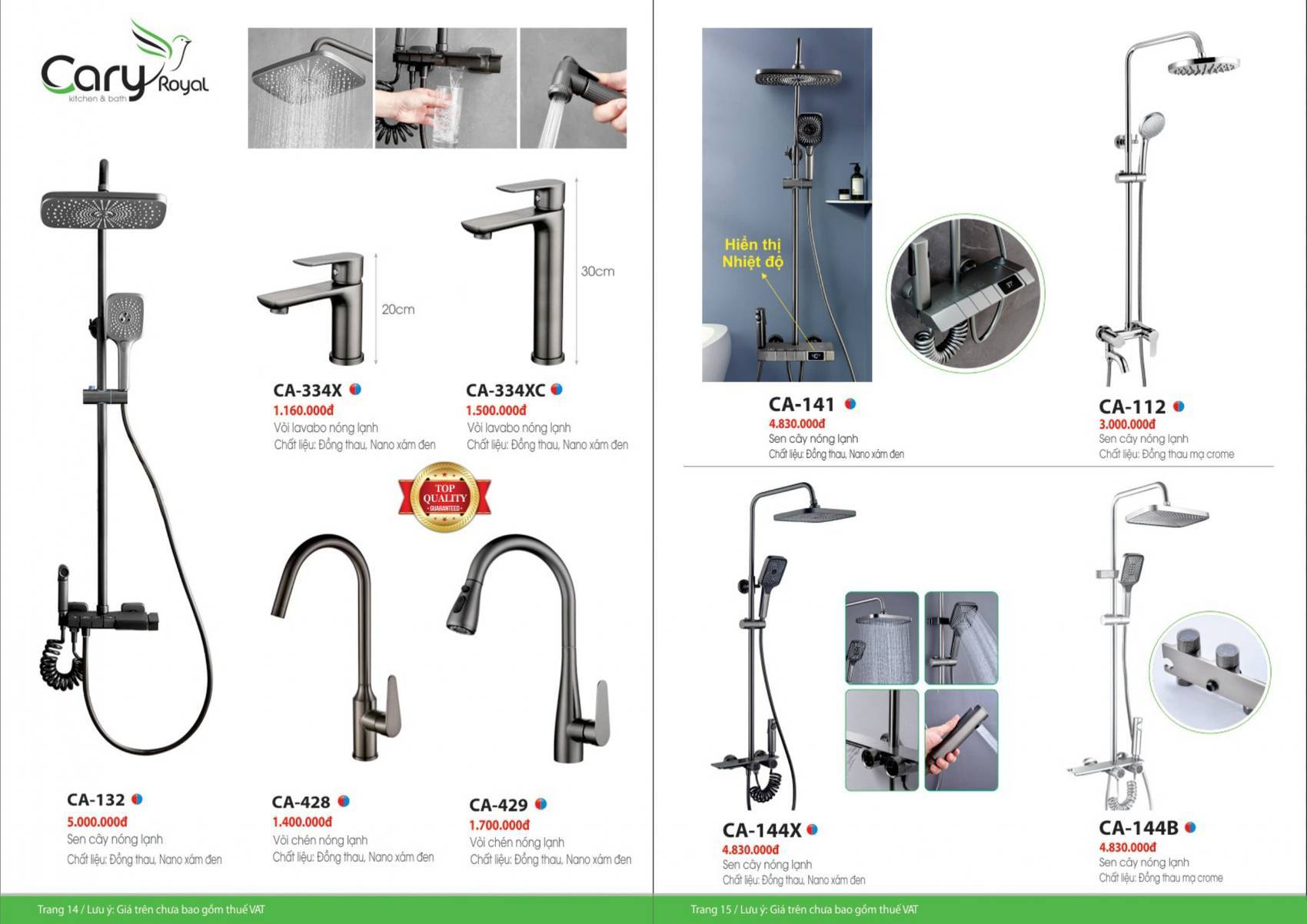 Thiết bị vệ sinh CARY ROYAL Catalogue và Bảng giá mới nhất 2025 /Page 8